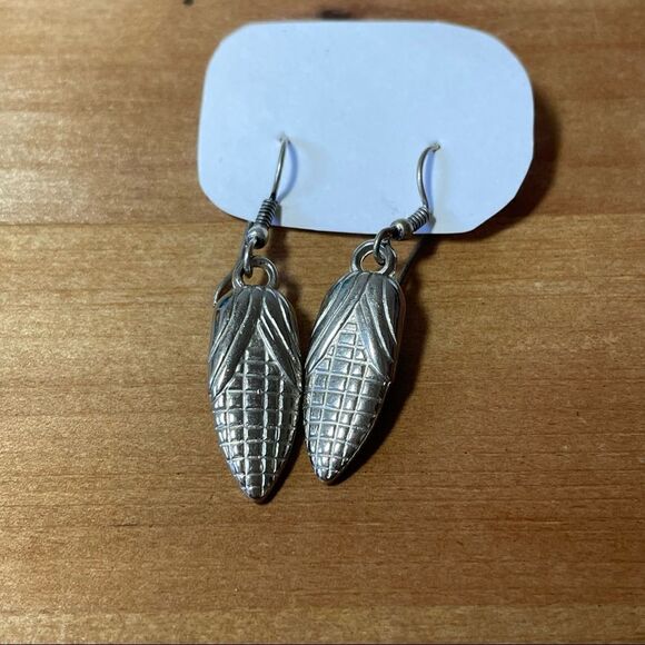 Silver corn earrings  - Picture 2 of 3